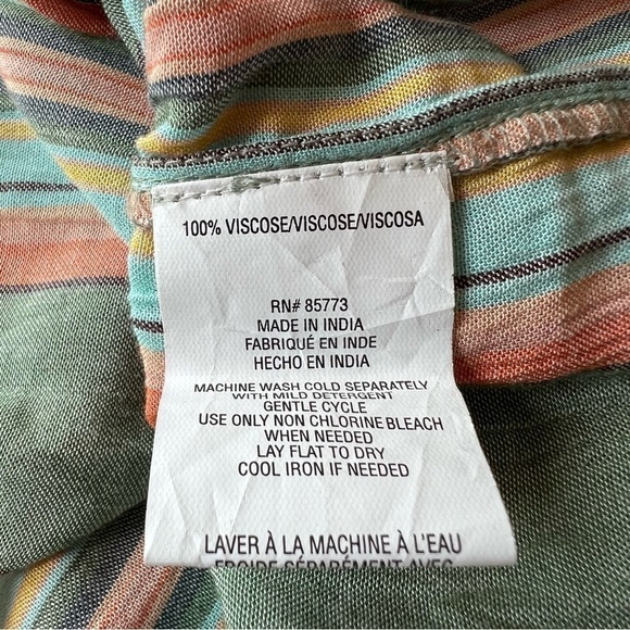 O’NEILL Rosie Stripe Top Bohemian Tie Closure Small Green Blue - Picture 11 of 12